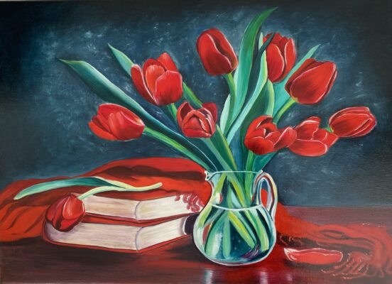 Tulips and books