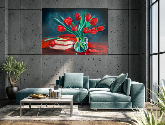 Tulips and books